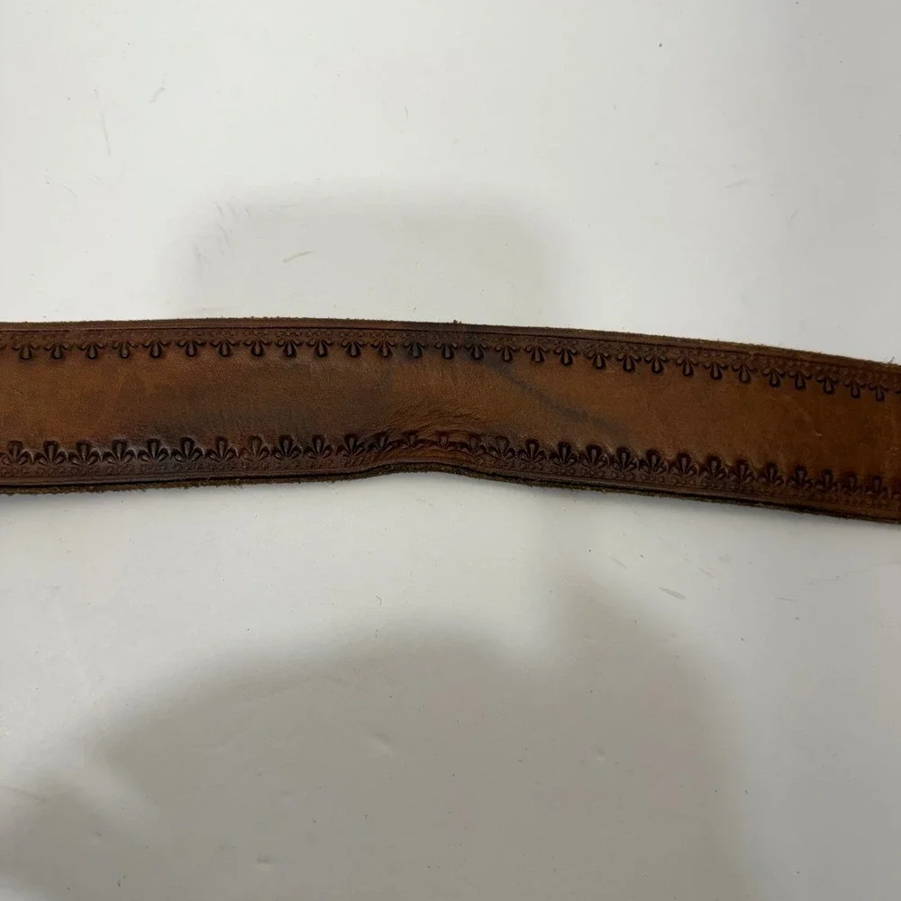 Siskiyou Buckle Co Bass Fishing Belt Buckle F-40 Vintage Brown Leather Belt